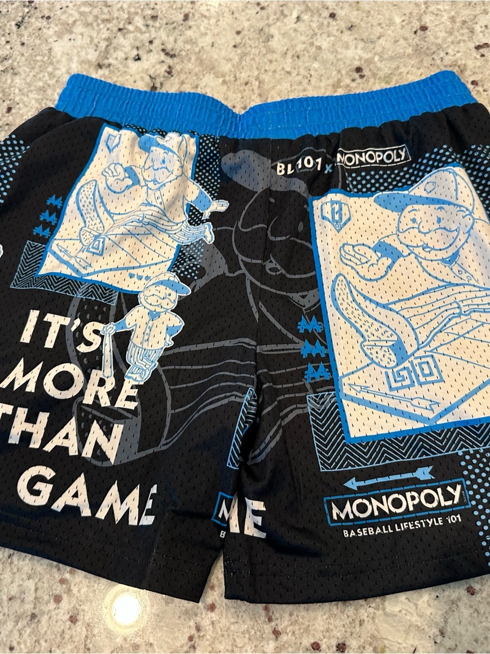 Monopoly Kids' Black & Blue Graphic Athletic Shorts